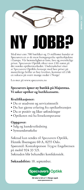 Ønsker du egen praksis? Optometrisk praksis i Ålesund vurderes solgt. Henv. Tlf.