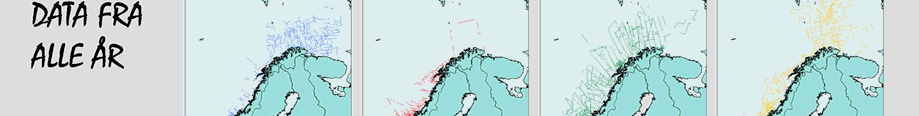 Tabell B4 Vurdering av datagrunnlaget for siste tiårsperiode i NINAs og NPs databaser for åpent hav, fordelt på sesong og