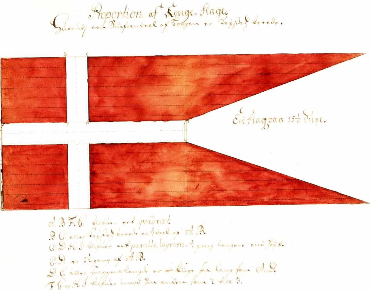 Dannebrogs proporsjoner og farger Vi vet lite om hvordan dannebrog så ut i senmiddelalderen og på 1500- og begynnelsen av 1600-tallet.