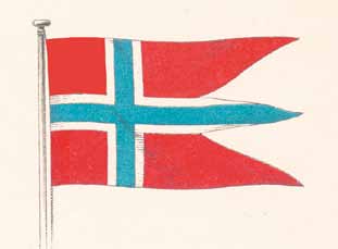 På kong Oscars fødselsdag 4. juli 1844 ble det norske orlogsflagget med unionsmerket heist for første gang. Foto: Stortingsarkivet norsk komité til nye flagg for begge riker. På hans fødselsdag 4.