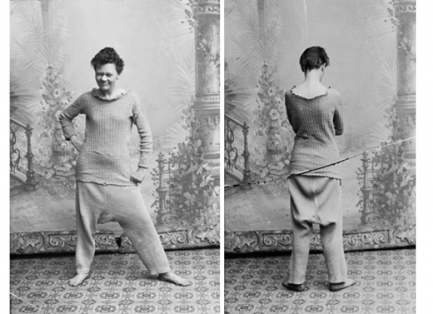 Hva kan kvinner bli? I undertøyet: Foto av Marie Høeg, datert fra 1895 til 1903.