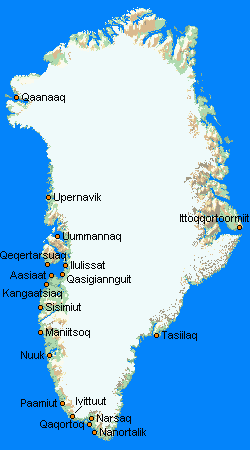 Kart over Grønland og Diskobukta Kilde,