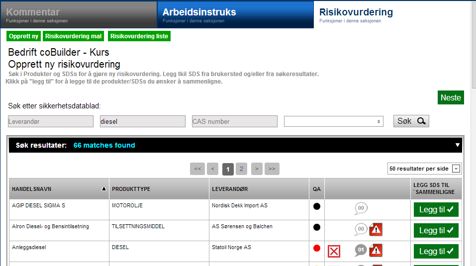 Risiko- og substitusjonsvurdering (2) Søk opp