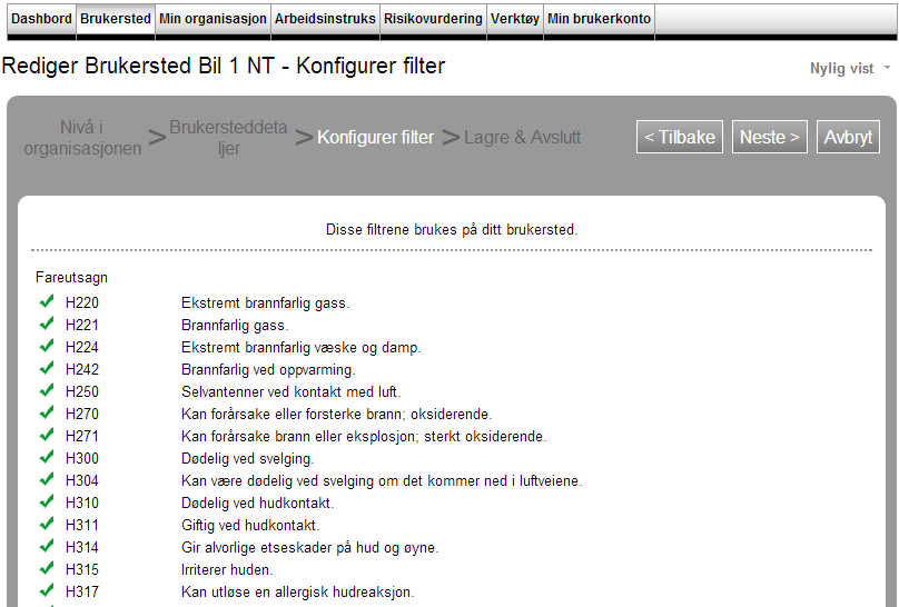 Legge til/redigere filter Her kan filter tilpasses på brukernivå Her kan man velge «rediger