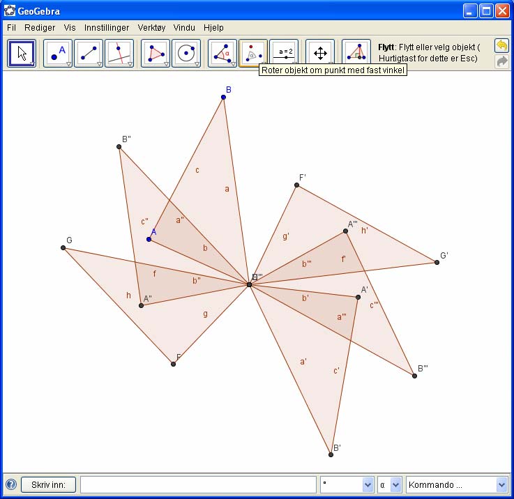 Figur 5: Rotasjon Tips til læreren/variasjonsmuligheter Til del 2: Øvelsen kan forenkles ved å avtale på forhånd hvilken type mangekant som skal brukes, og om det er lov med konkave figurer.