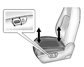 SETEHØYDEJUSTERING Høyden på den fremre eller bakre delen av setet justeres ved at du skyver den fremre eller bakre delen av bryteren opp eller ned.