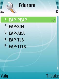 Eduroam og Nokia N95 (Symbian) Gå deretter inn på 'Innst. EAP-pr.komp'.