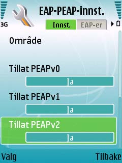 Eduroam og Nokia N95 (Symbian) Velg Ja i