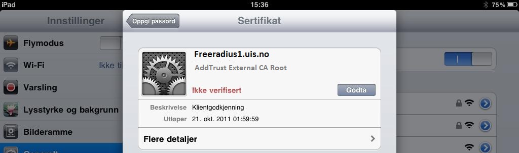 Eduroam og ipad/ipad2 6.