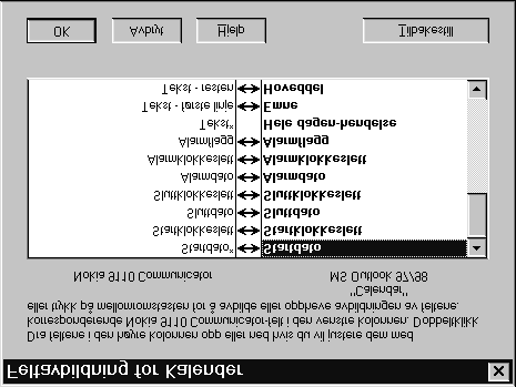 33 Merk: For å synkronisere data mellom kommunikatoren og et PC-program, klikker du på Avansert-knappen etter å ha valgt programmet som skal synkronisere dataene.