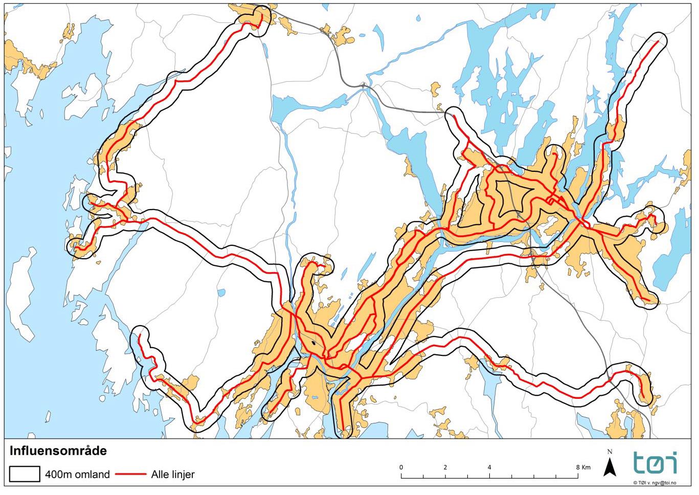 Hvordan skal Sarpsborg vokse rapport 44 Figur 37. Gjennomsnittlig reisetid på grunnkretsnivå med bil for bosatte i Sarpsborg kommune.