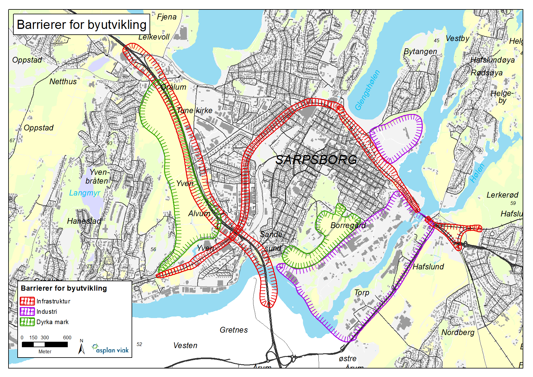 Hvordan skal Sarpsborg vokse rapport 52 2.8 Muligheter og utfordringer Følgende oppstilling er en vurdering av de mest sentrale arealene i Sarpsborg by.