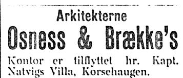 Då var han truleg også den einaste arkitekten i byen. Brække vart utdanna på Trondhjems tekniske læreanstalt ein forløpar for NTH (som no er blitt til NTNU). Han vart uteksaminert i 1899.