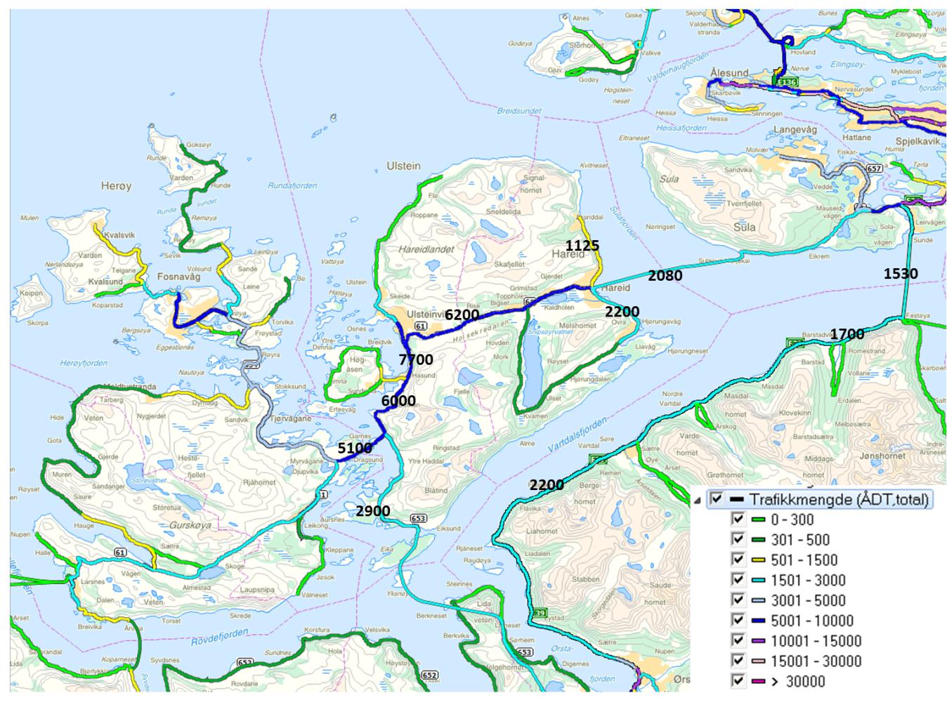 Planprogram - E39 Flytebruløsning mellom Hareid og Sula 18 4 PLANOMRÅDET - DAGENS SITUASJON 4.