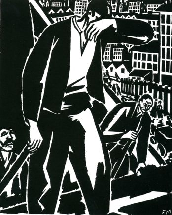 Masereel kan snakke om [...] a Flemish style of wood-engraving 15. (Avermaete 1977, s. 22) Masereels tresnitt i tiden før og rett etter 1920 kan beskrives som en halvt hvitt/halvt svart-stil.