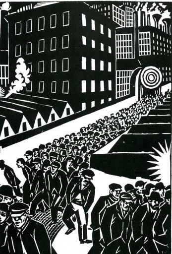 ill.nr.5 ill.nr.6 Felixmüllers kunstnerskap preges av solidaritet med fabrikkarbeiderne og viser dem med den samme sympati som Masereel gjorde.