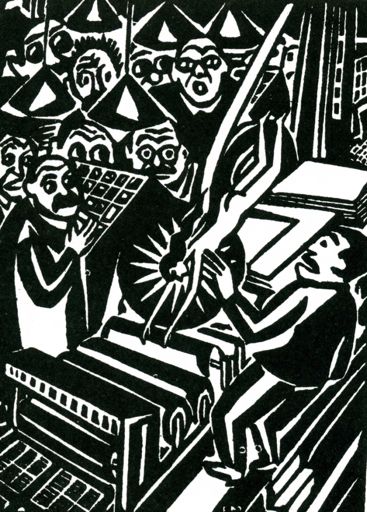 Idée, sa naissance, sa vie, sa mort (1920) trekkes inn. I denne beskriver Masereel hvordan en av hans kreative idéer jager gjennom byen og sjokkerer befolkningen.