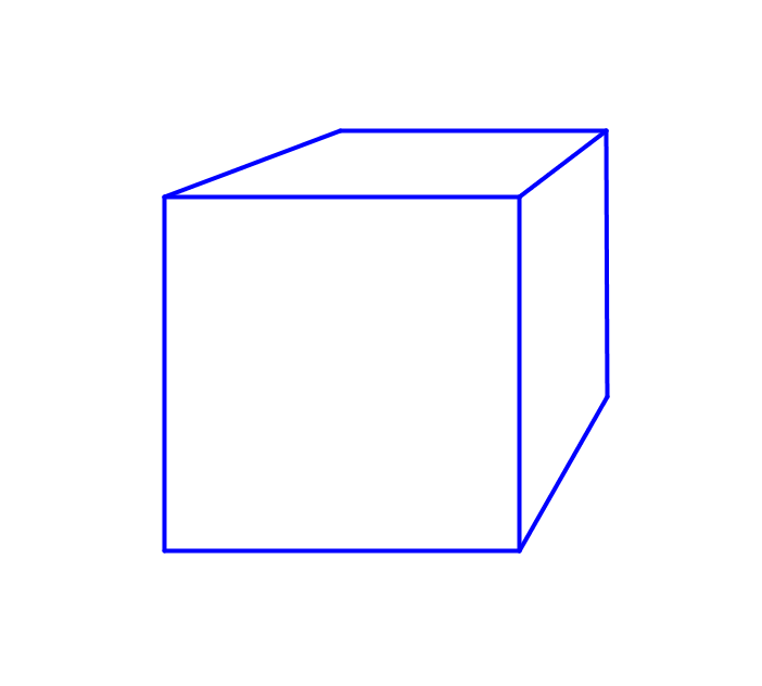Oppgave 4 (2 poeng) DYNAMISK GEOMETRIPROGRAM Kuben eller terningen var viktig for pytagoreerne. Nedenfor ser du en kube som er tegnet i ettpunktsperspektiv.