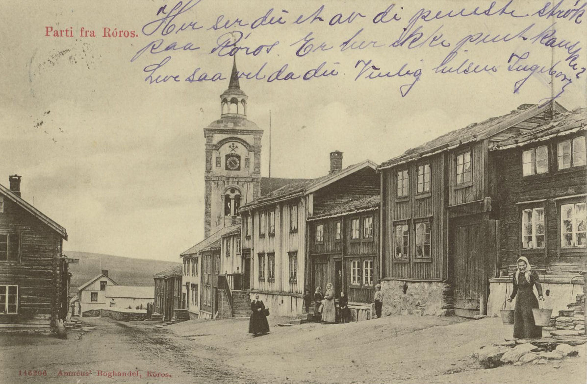 Figur 5. Her ser du et av di peneste strøk paa Røros. Er her ikke pent kanske? Postkort datert 19.2.1913.