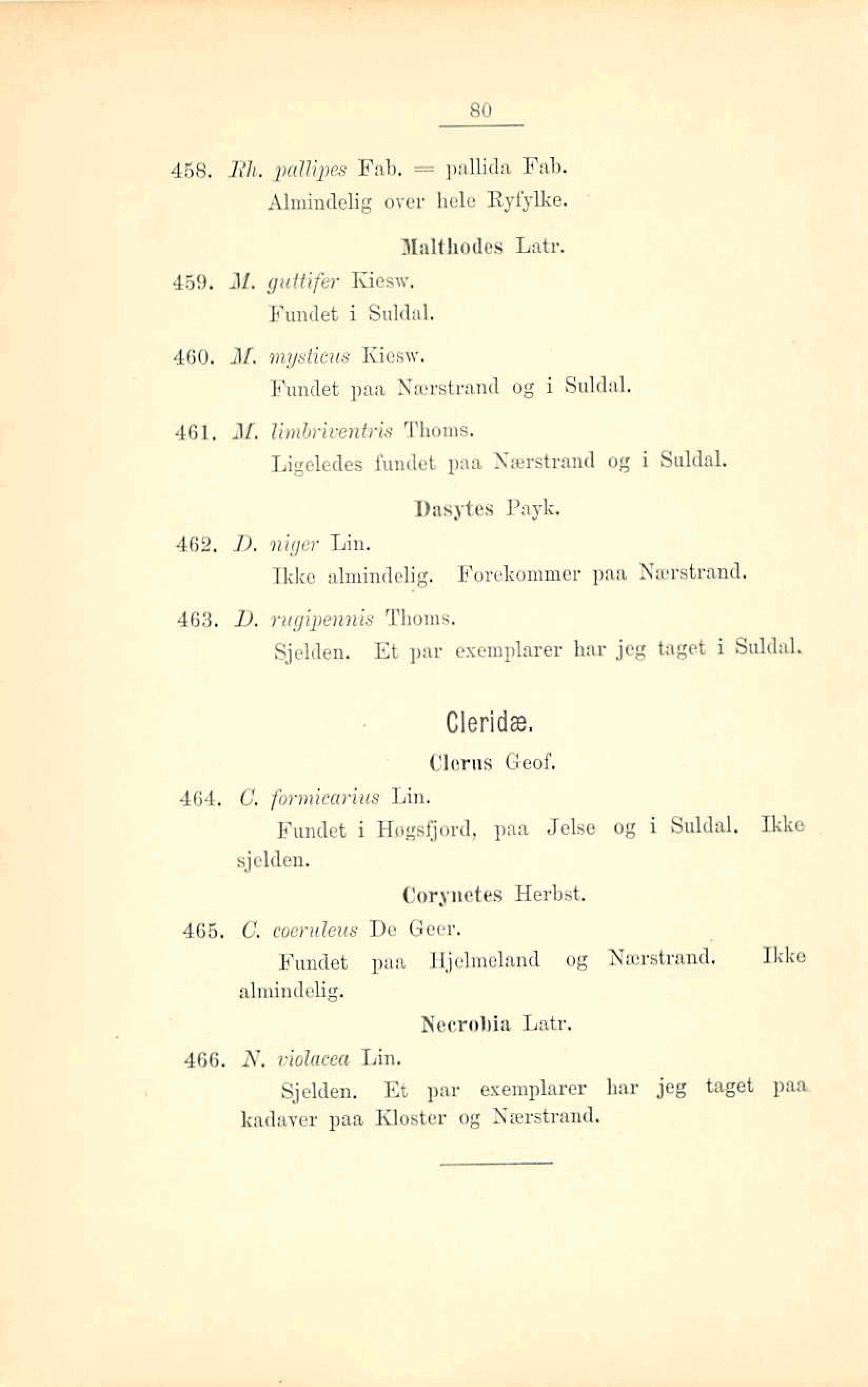 46% Bh. pallipes Fab. - pidlidei. Fab. BImlndeIIg oyer hele Ryfylke. 460. M, mystiau Kiesw. Fundet paa Wocmtrand og i Suldal. '"1. M. lirnlwi~e7ah-h Tboms.