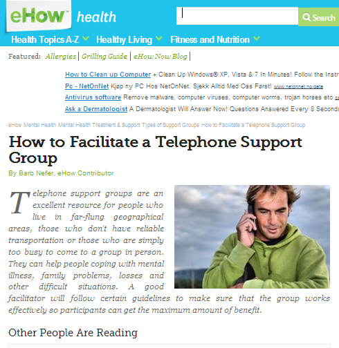 Bildene over viser kun to eksempler på støttegrupper som drives over telefon. Svært mange flere kunne vært trukket fram.