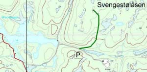 : Litt langs skogsvei/sti. Godt merket siste 250 meter.