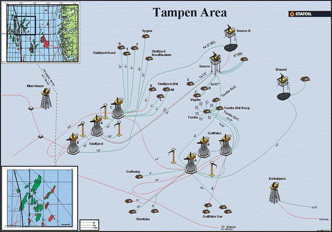 1 Status 1.1 Oversikt over feltet Statfjordfeltet ligger i Tampen-området, ca. 150 kilometer vest for Florø. Figur 1.