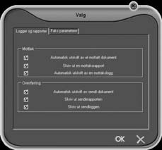 Endre datafaksinnstillinger Utskrift- og sendealternativer 1 På menylinjen klikker du på Verktøy > Alternativer > Faks.