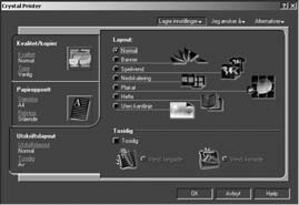 Under Papiroppsett velger du papirformat og retning for utskriftsmediet. Under Utskriftslayout kan du foreta layoutinnstillinger, og definere innretningen for de enkelte sidene på utskriften.