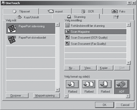 Dersom du har installert programmet Paper Port skannes dokumentet og tilordnes standardmessig applikasjonen Paper Port. (Du kan endre standardinnstillingen se også variant 2 One Touch).