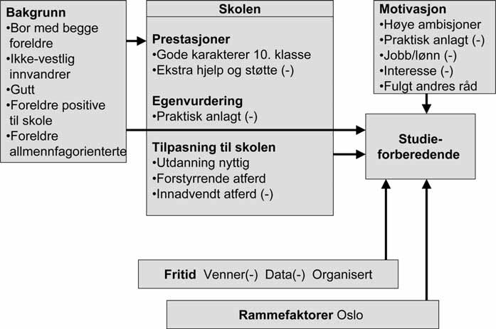 - Ungdommene var orientert mot venner på fritiden (brukte mye tid på venner) - Ungdommene var orientert mot data og internett på fritiden - Ungdommene begrunnet valg av utdanning ut fra