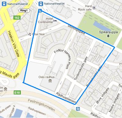 Figur 1. Kart over prosjektområdet. Tilsvarende tiltak for å begrense omfang av overskjenking og utelivsvold er tidligere iverksatt både nasjonalt og internasjonalt.