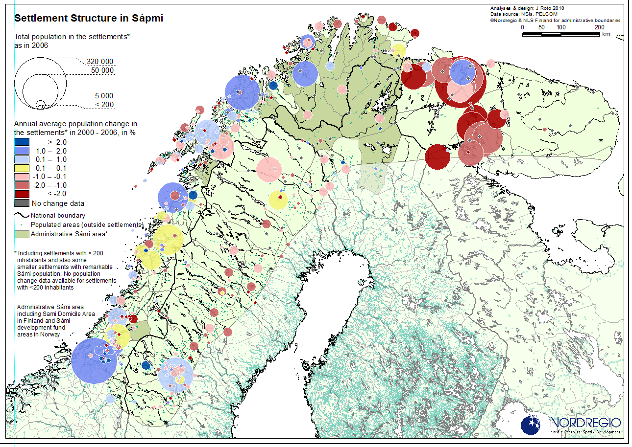 Arealutnyttelse og naturressurser i Sameland Den største delen av Sameland ligger nord for polarsirkelen.
