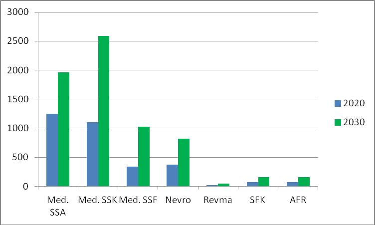 20. Det blir en akselerert vekst i antall gamle fra 20