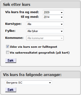 3. Når du har funnet et kurs du vil se mer informasjon om klikker du på linken: «Klikk for mer info...».