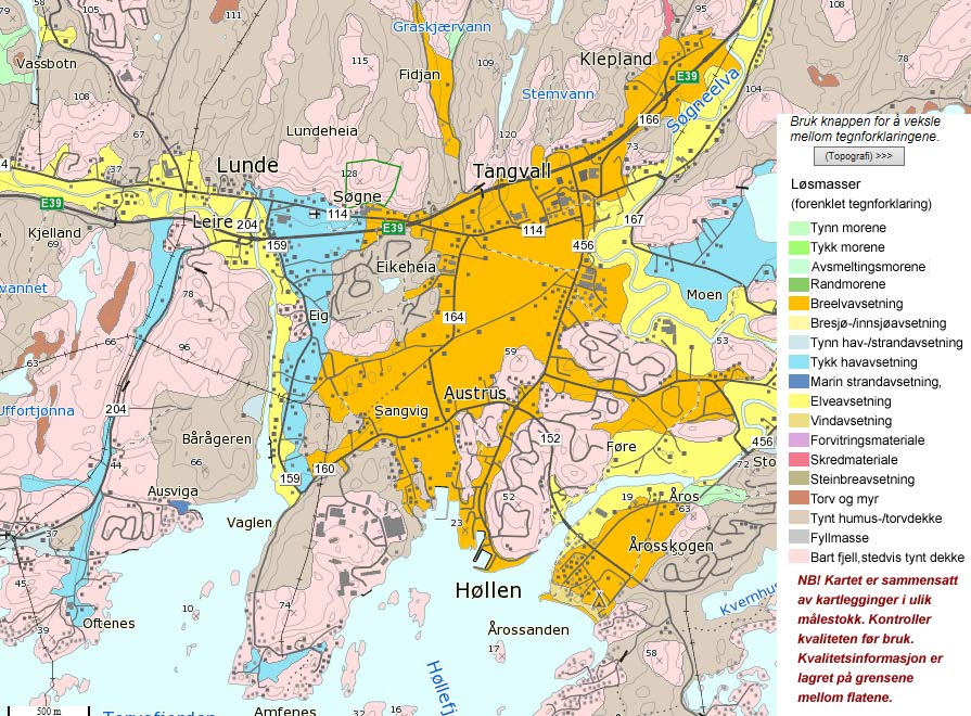 Bruk av kvartærgeologiske kart Oversikt over løsmassetyper (dannelsesmåte og
