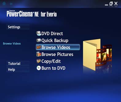 Programvare CyberLink (for Win) Alle Everio-modeller leveres med CyberLink DVD Solution-programvare (for Windows)