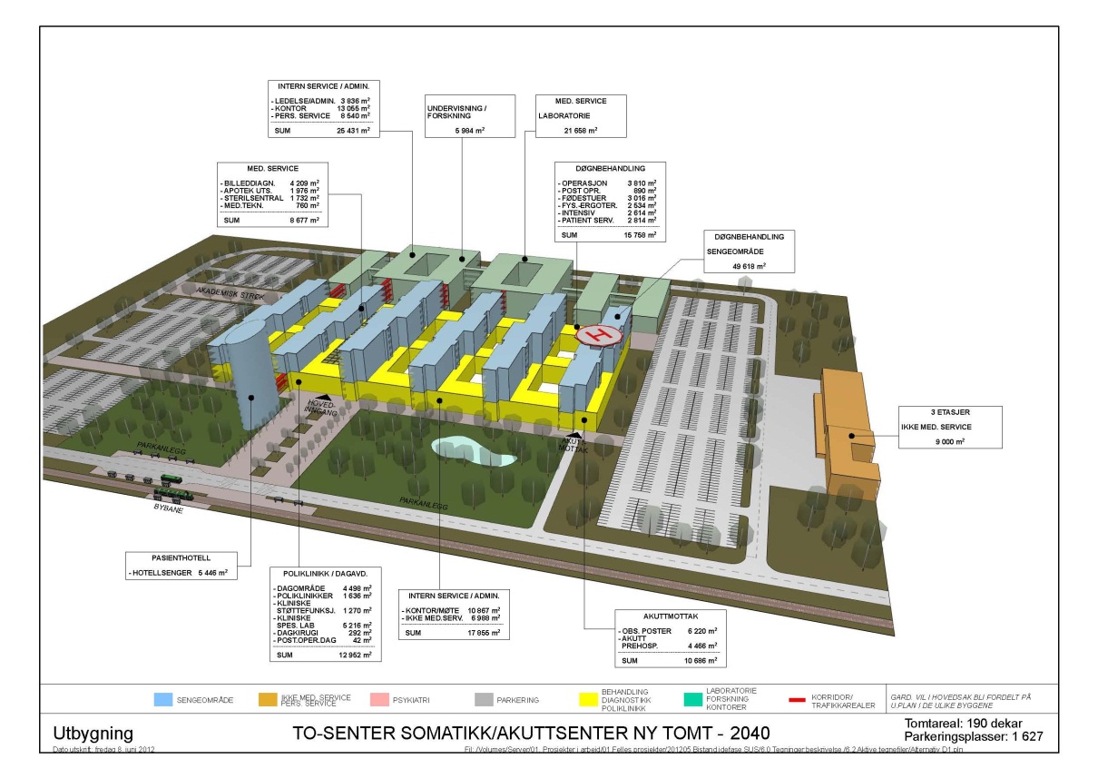 4. Akutt senter på ny tomt - 2040 Viser en videreføring av