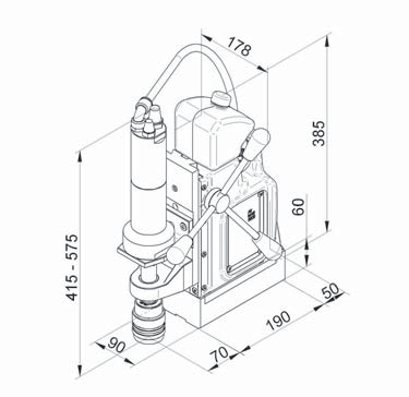 76 x 95 Maskinhøyde (H mm) 0 7 55 7 Motortopp (min/max) (Hmin-Hmax mm) 00-70 8-598 75-75 6-596 Magnetfot (BMxDM mm) 80