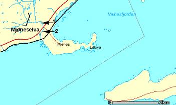 3.8. Mjøneselv, Bodø Mjøneselva har et nedslagsfelt på 5-6 km 2, og munner ut ved Mjønes, mellom Bodø og Fauske.