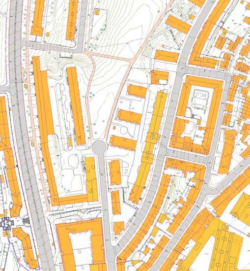 UTEOPPHOLDSAREAL Lameller tverrstilt i forhold til Iladalens parkdrag gir korte bygningsvolumer og god forbindelse mellom den offentlige parken og boligene.