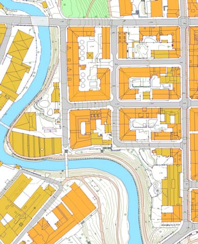 1 Sett fra bakgården, er forskjellen til nabobygget dramatisk. 2. Frontfasaden i håndbanket tegl gir et solid og tungt inntrykk. 3. Private takterrasser for de øverste leilighetene.