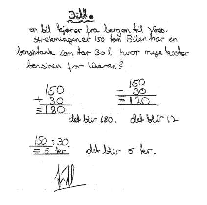 Oppgave som læreren som Per Ødegaard gav til elevane sine: Mellom Bergen og Voss er det 150 km.