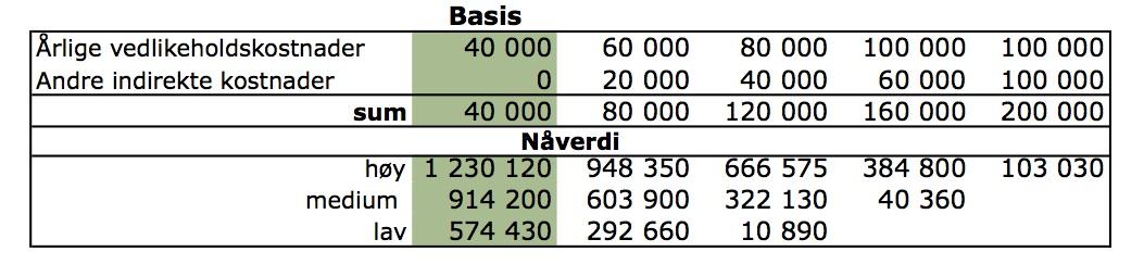 I analysen har vi sett nærmere på lønnsomheten til de sentrumsnære punktene i de to hovedkategoriene. I scenario 1 har vi lagt inn en reinvesteringskostnad på 200.000 kroner (150.000 for lader og 50.