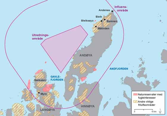 FIGUR 31-5: Naturreservater og registrerte friluftslivsområder nær Nordmela. Kilde: Smith et al. (2012). Opplevelseskvalitetene i influensområdet er strekt knyttet til landskapet.