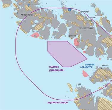 FIGUR 32-6: Områder som er viktige for friluftsliv og naturreservater for fugl nær Gimsøy nord. Kilde: Smith et al. (2012).