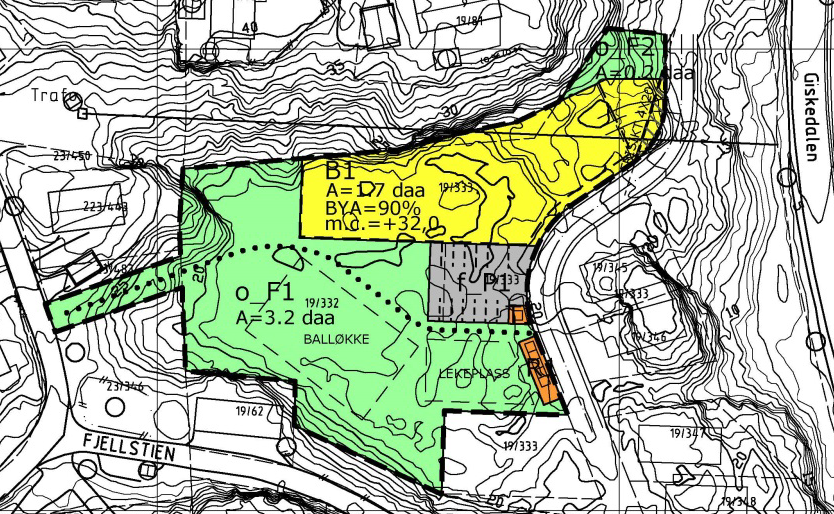 Utsnitt av plankart revidert 20.11.