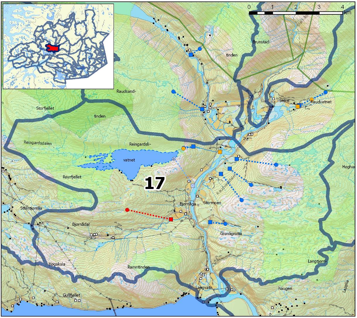 Delfelt nr: 17 Navn: Røvassåga (nedre del) Regine: 156.CAA1, 156.CAA2, 156.CAA21, 156.CAA22, 156.CAA2A og 156.