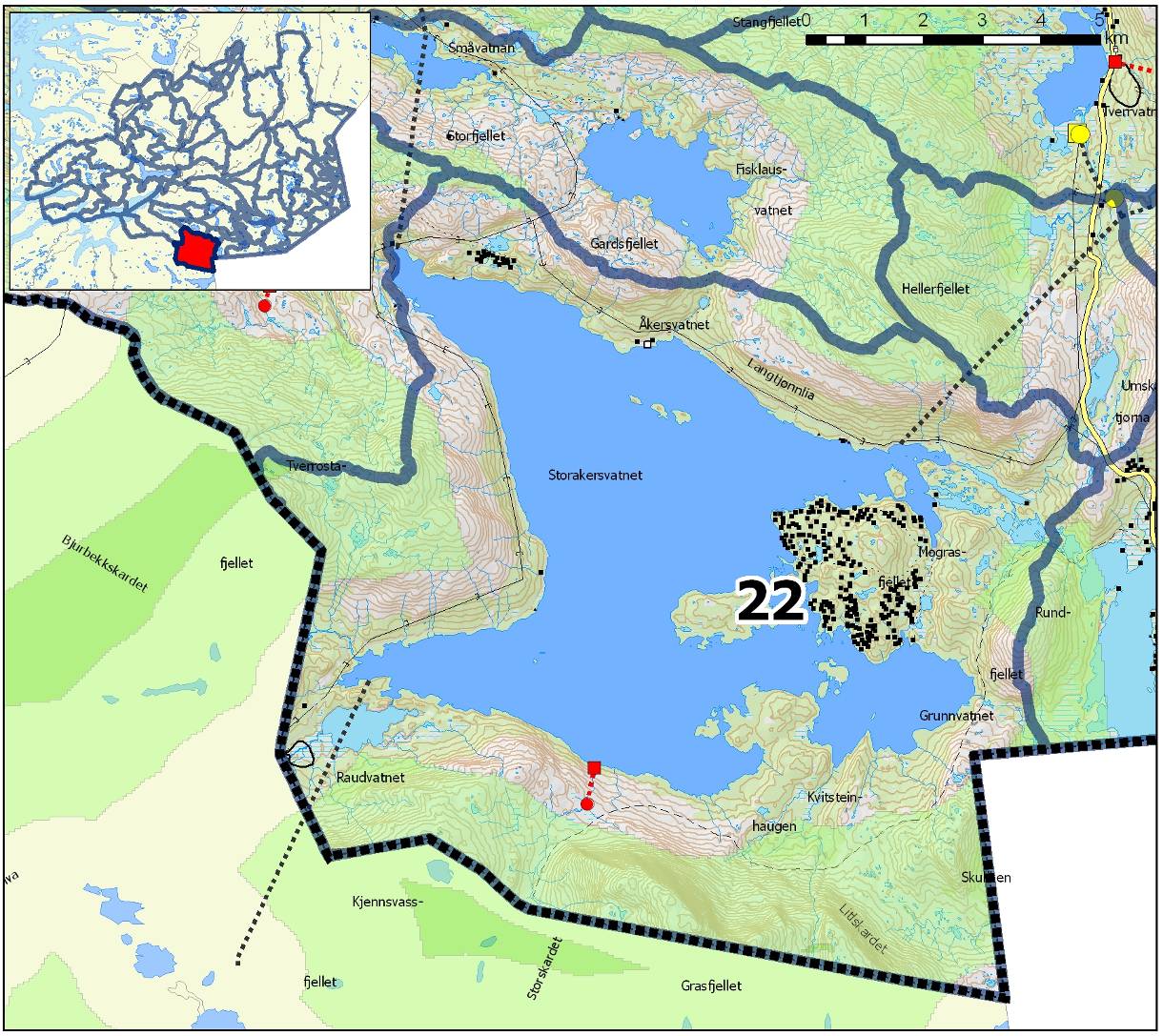 Delfelt nr: 22 Navn: Storakersvatnet Regine: 156.