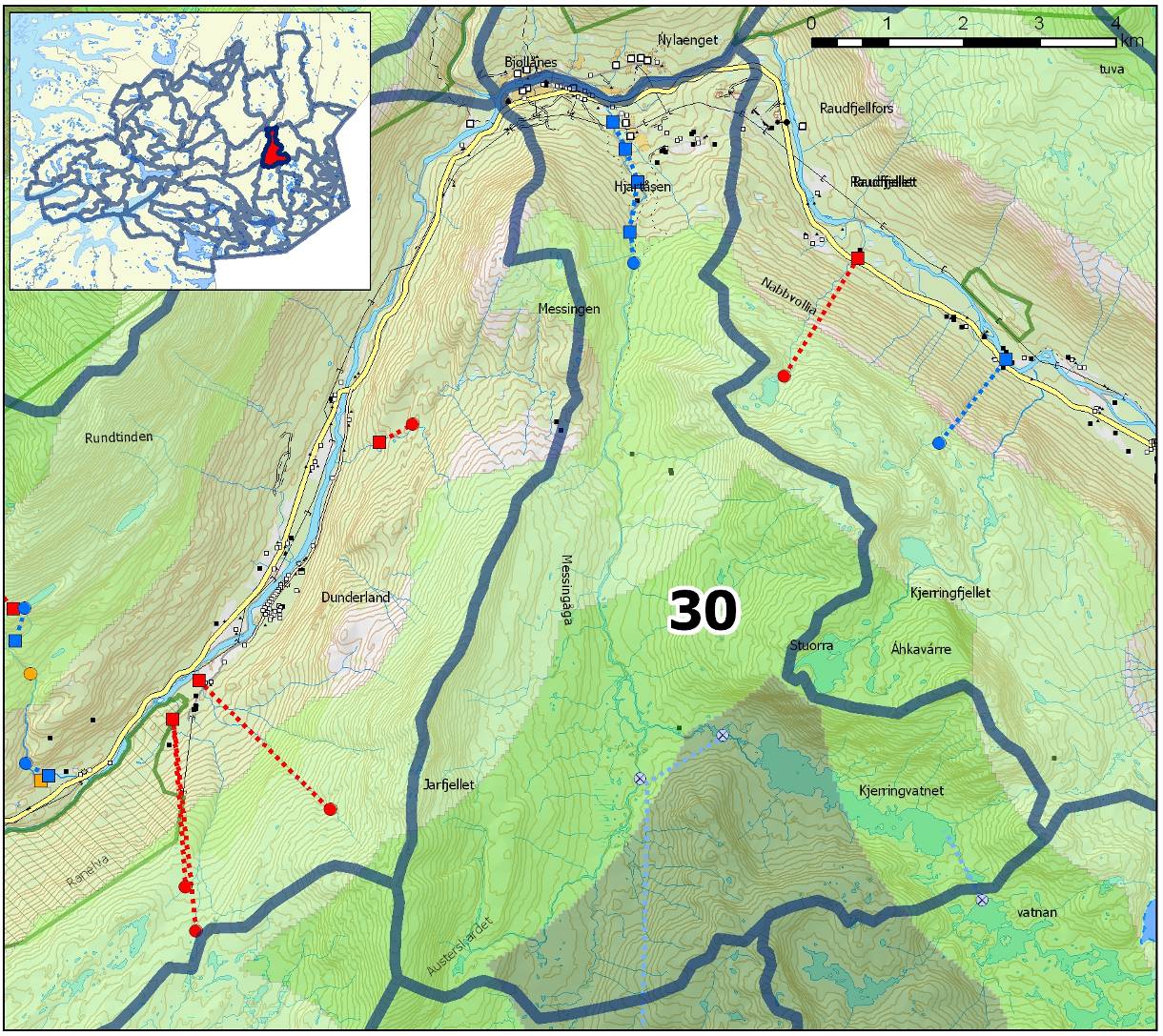 Delfelt nr: 30 Navn: Messingåga Regine: 156.F1A, 156.F11 og 156.F12 Kartutsnitt delfelt Planstatus Kommuneplan: Hele delfeltet er avsatt som LNF-sone 1.